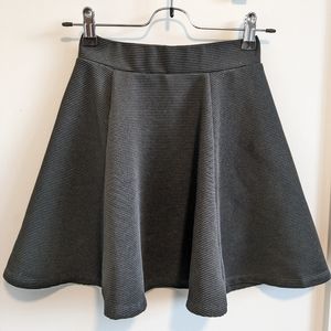 H&M Divided Plain Black Ribbed Skater Skirt